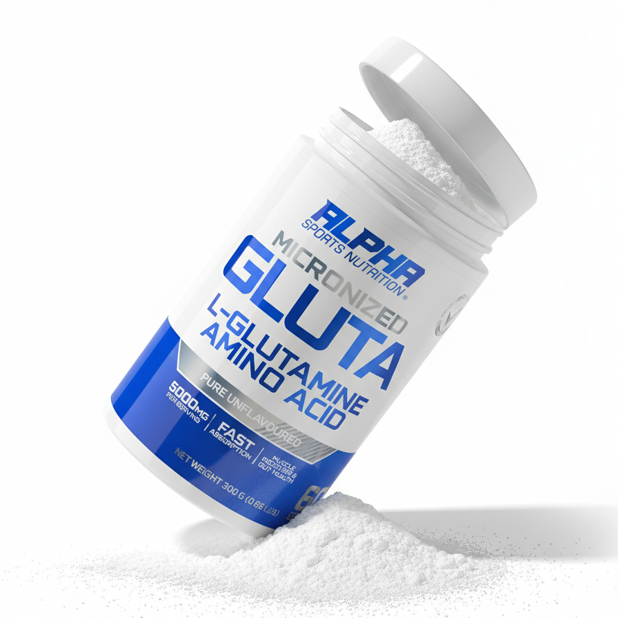 alpha sports nutrition glutamine tilted